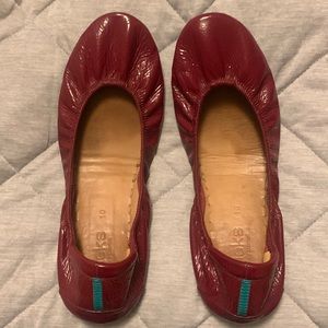 Tieks ruby red patent leather ballet flats, Size 10.